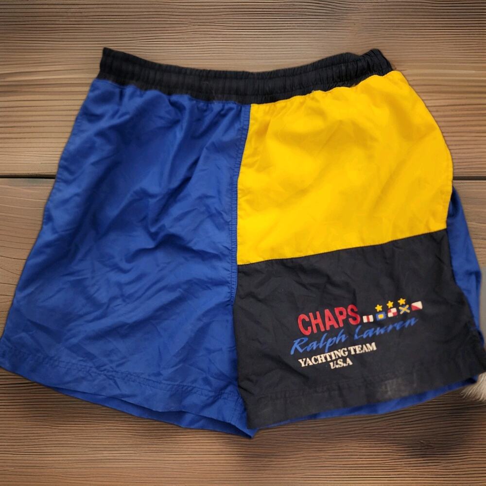 Vintage Chaps Ralph Lauren Yachting Team Swim Trunks Mens Medium Colorblock M